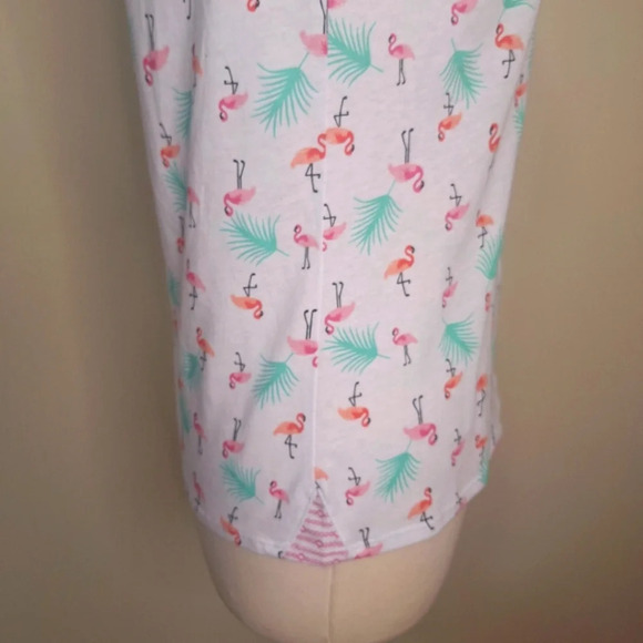 Aria Flamingo print sleeveless  cotton blend top SZ S - Picture 5 of 8